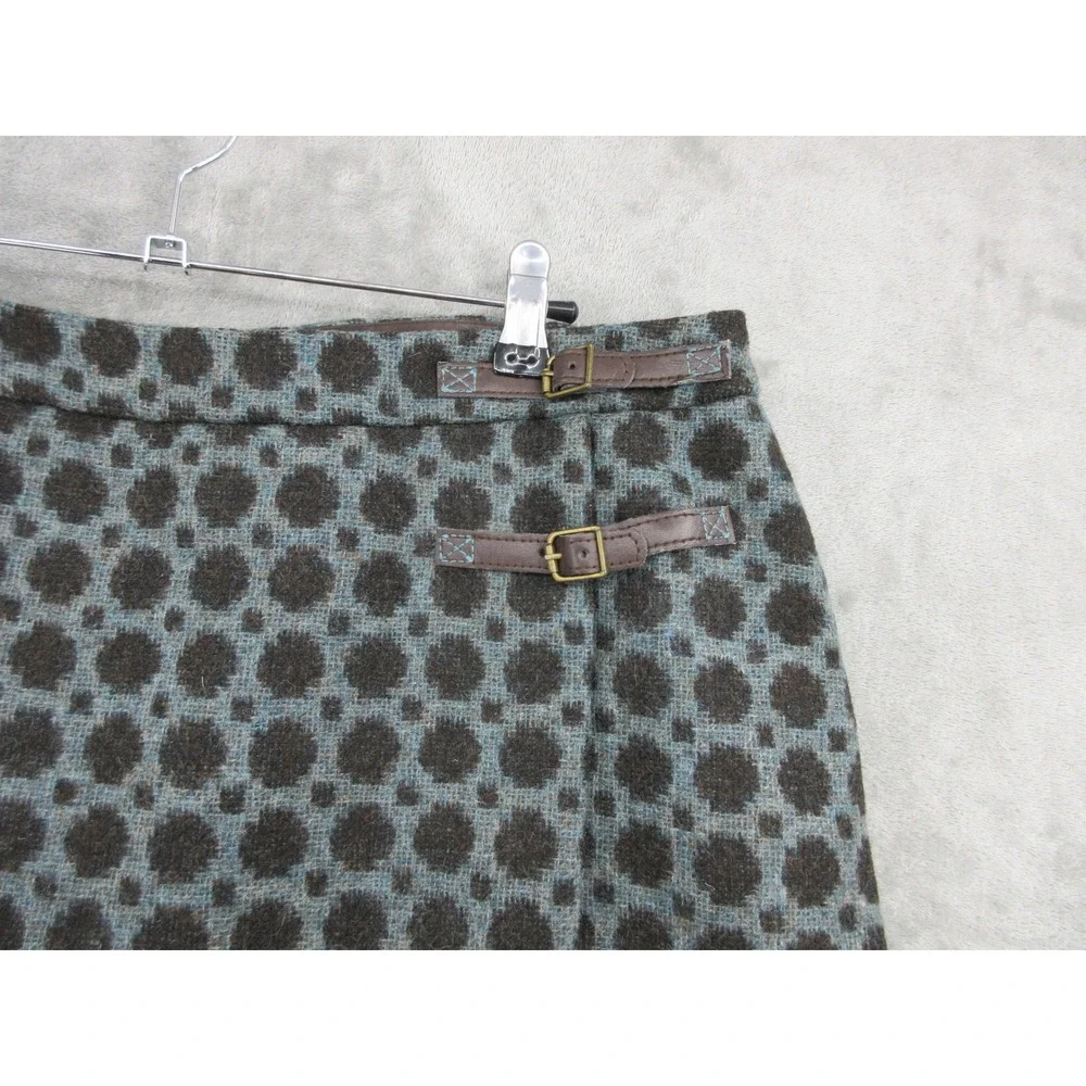 Boden Skirt Womens Size 12 Wool Wrap Buckle Mini Polka Dot Preppy Academia Grey
